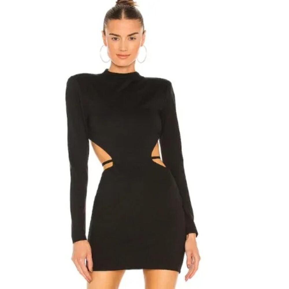 New Michael Costello X Revolve Zola Black Mini Dress Women's Large Cut Out Party